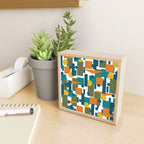 Mid-Century Modern Geometrica Pattern in Moroccan Teal Blue Olive Green Mustard Yellow Orange and White Mini Art Print Gallery Image 2