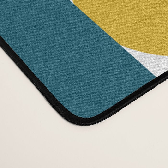 Mid-Century Modern Geometrica Pattern in Moroccan Teal Blue Olive Green Mustard Yellow Orange and White Desk Mat Gallery Image 4