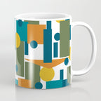 Mid-Century Modern Geometrica Pattern in Moroccan Teal Blue Olive Green Mustard Yellow Orange and White Coffee Mug Gallery Image 1