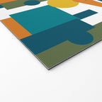 Mid-Century Modern Geometrica Pattern in Moroccan Teal Blue Olive Green Mustard Yellow Orange and White Welcome Mat Gallery Image 2