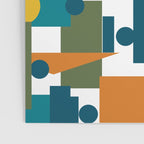 Mid-Century Modern Geometrica Pattern in Moroccan Teal Blue Olive Green Mustard Yellow Orange and White Poster Gallery Image 3