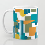 Mid-Century Modern Geometrica Pattern in Moroccan Teal Blue Olive Green Mustard Yellow Orange and White Coffee Mug Gallery Image 3