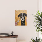 Black and White Klimt Dog with Floral Pattern Poster Gallery Image 2