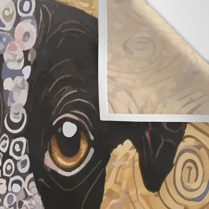 Black and White Klimt Dog with Floral Pattern Wall Tapestry Gallery Image 3
