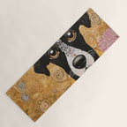Black and White Klimt Dog with Floral Pattern Yoga Mat Gallery Image 1