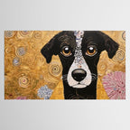 Black and White Klimt Dog with Floral Pattern Tablecloth Gallery Image 2