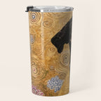 Black and White Klimt Dog with Floral Pattern Travel Mug Gallery Image 3