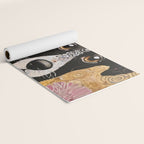 Black and White Klimt Dog with Floral Pattern Yoga Mat Gallery Image 2