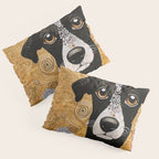 Black and White Klimt Dog with Floral Pattern Pillow Sham Gallery Image 3