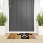 Black and White Klimt Dog with Floral Pattern Welcome Mat Gallery Image 3