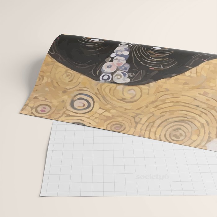 Black and White Klimt Dog with Floral Pattern Wrapping Paper Gallery Image 2
