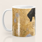 Black and White Klimt Dog with Floral Pattern Coffee Mug Gallery Image 3