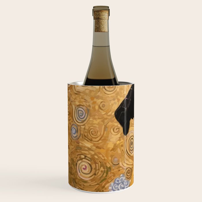 Black and White Klimt Dog with Floral Pattern Wine Chiller Gallery Image 2