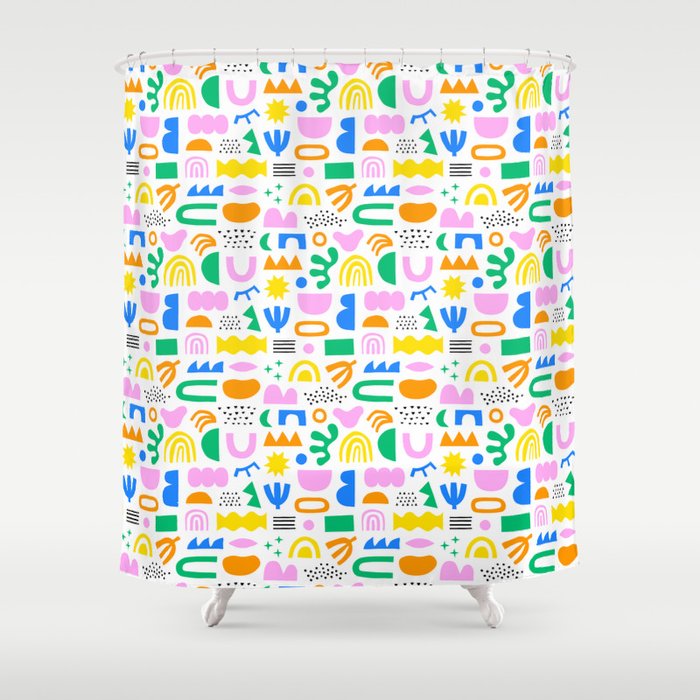 Colorful abstract organic shape art pattern Shower Curtain Gallery Image 1