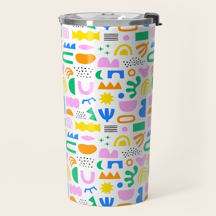 Colorful abstract organic shape art pattern Travel Mug Gallery Image 2