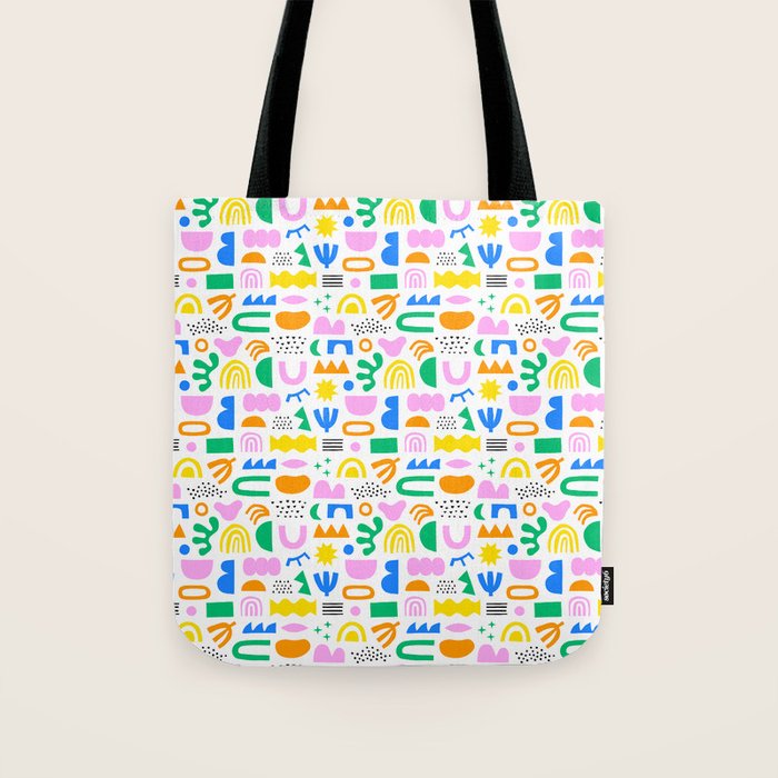 Colorful abstract organic shape art pattern Tote Bag Gallery Image 1