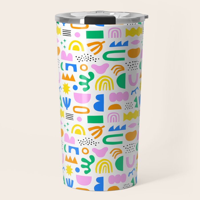 Colorful abstract organic shape art pattern Travel Mug Gallery Image 1