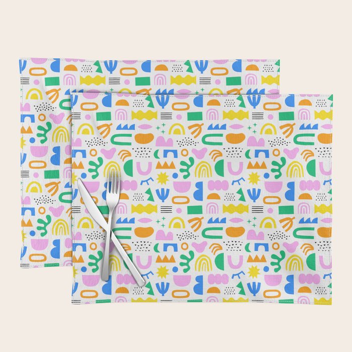Colorful abstract organic shape art pattern Placemat Gallery Image 1