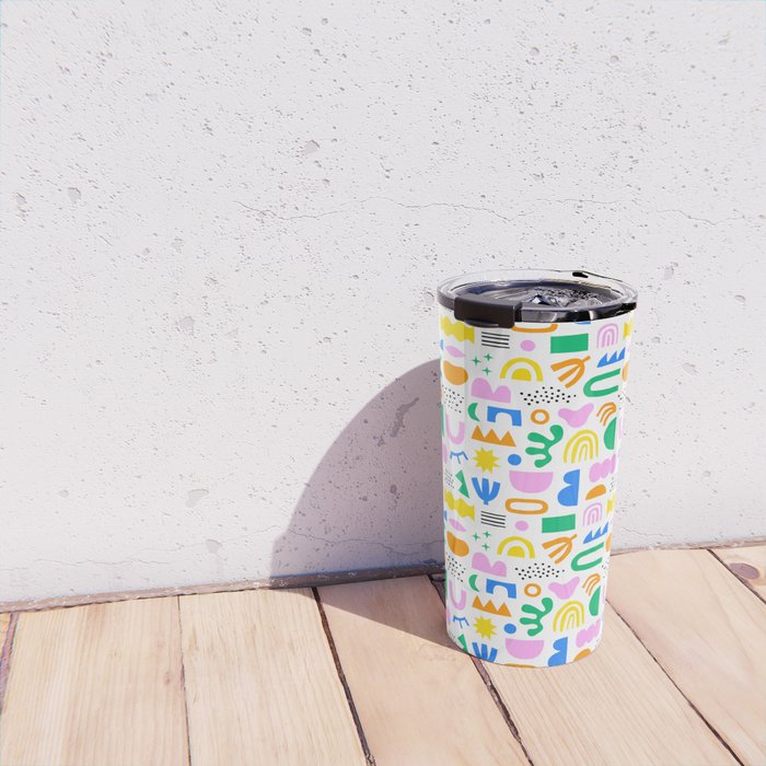 Colorful abstract organic shape art pattern Travel Mug Gallery Image 4