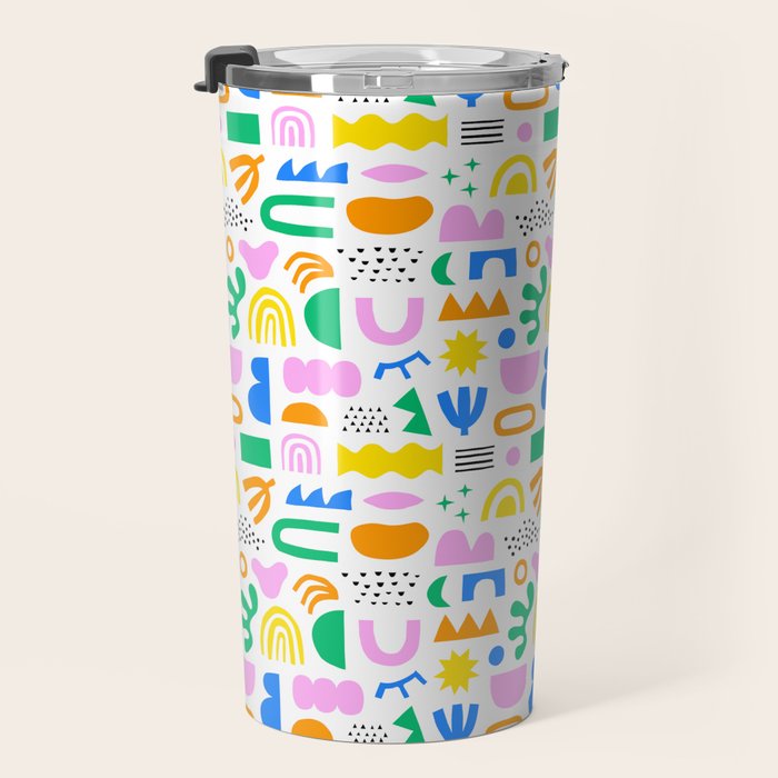 Colorful abstract organic shape art pattern Travel Mug Gallery Image 3
