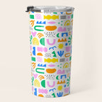 Colorful abstract organic shape art pattern Travel Mug Gallery Image 3