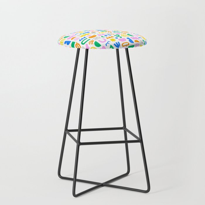 Colorful abstract organic shape art pattern Stool Gallery Image 1