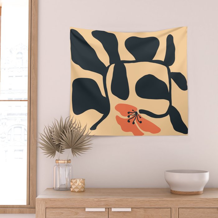 Midcentury Hibiscus Wall Tapestry Gallery Image 2