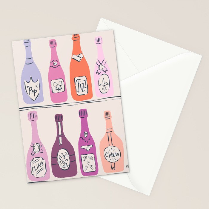 Champagne Bottles on Shelf Stationery Card Gallery Image 2
