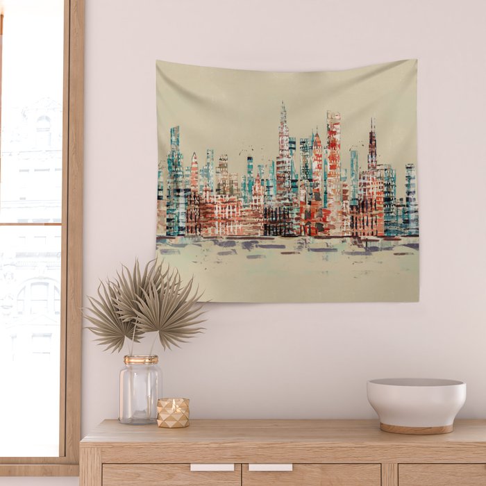 chicago city skyline Wall Tapestry Gallery Image 2