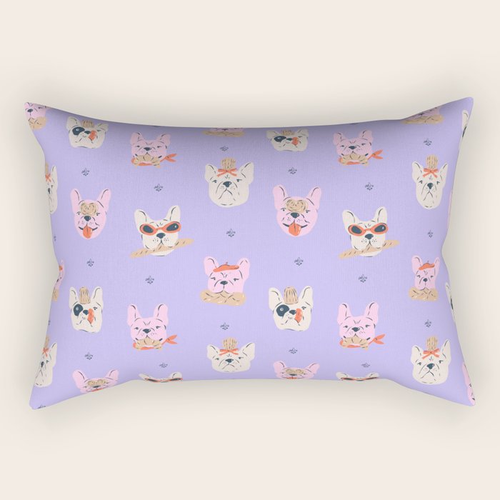 French Bulldogs with Pastries in Pink Rectangular Pillow Gallery Image 2