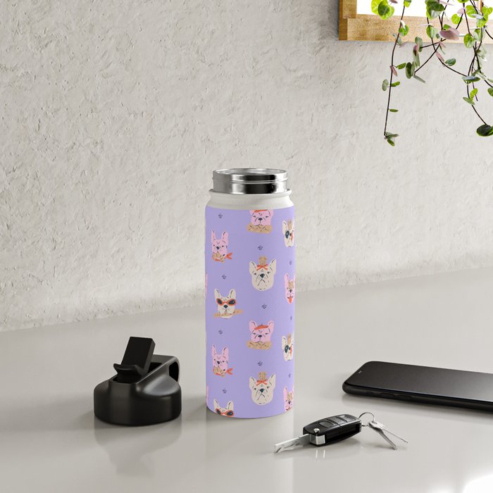 French Bulldogs with Pastries in Pink Water Bottle Gallery Image 5