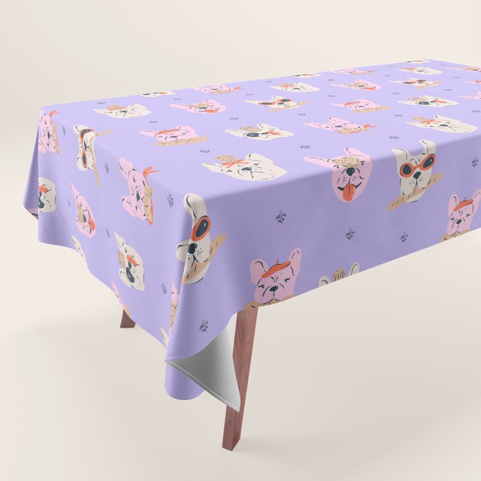 French Bulldogs with Pastries in Pink Tablecloth Gallery Image 1