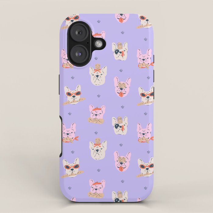 French Bulldogs with Pastries in Pink iPhone Case Gallery Image 1