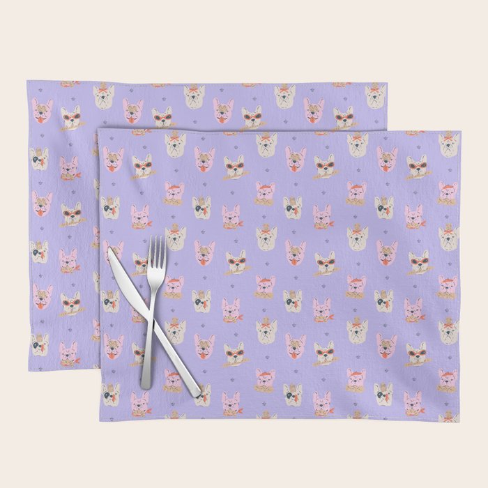 French Bulldogs with Pastries in Pink Placemat Gallery Image 1