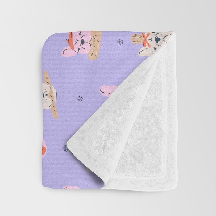 French Bulldogs with Pastries in Pink Throw Blanket Gallery Image 3