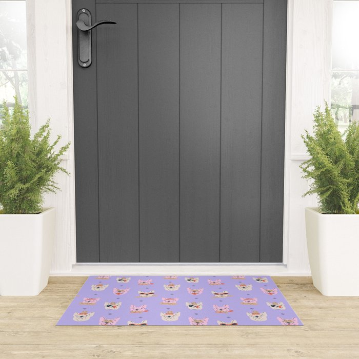 French Bulldogs with Pastries in Pink Welcome Mat Gallery Image 3