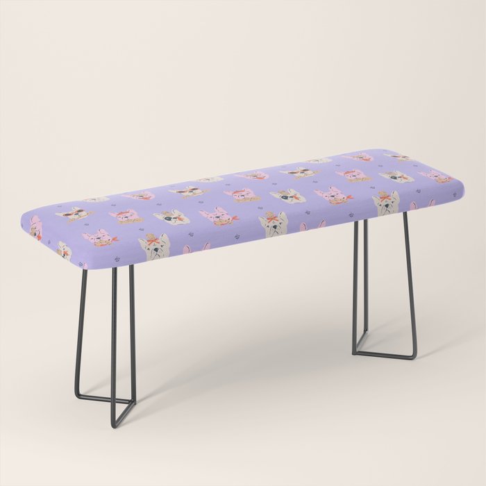French Bulldogs with Pastries in Pink Bench Gallery Image 1