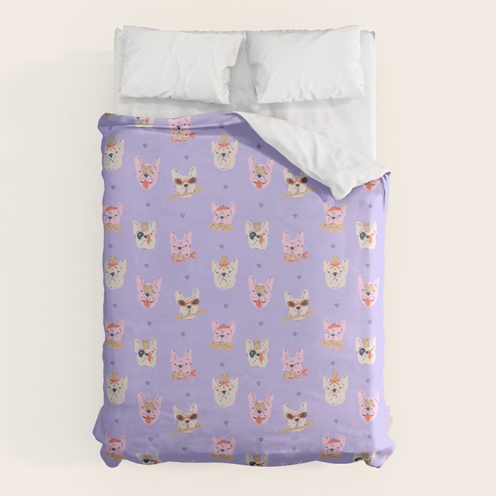 French Bulldogs with Pastries in Pink Duvet Cover Gallery Image 6