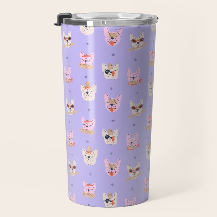 French Bulldogs with Pastries in Pink Travel Mug Gallery Image 3