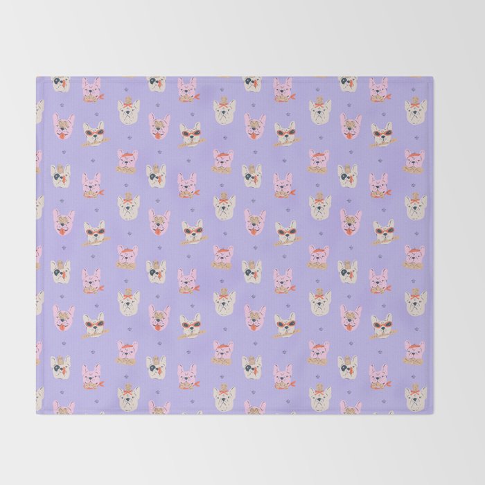 French Bulldogs with Pastries in Pink Throw Blanket Gallery Image 2