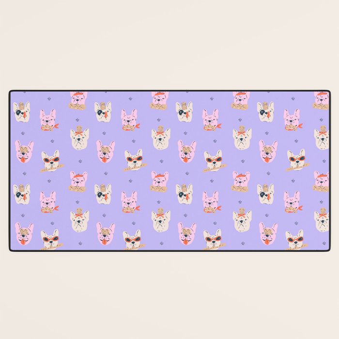 French Bulldogs with Pastries in Pink Desk Mat Gallery Image 3