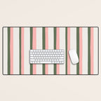 Hand Drawn Vertical Stripes Muted Green & Pink Desk Mat Gallery Image 1
