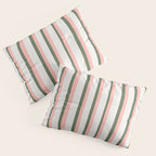 Hand Drawn Vertical Stripes Muted Green & Pink Pillow Sham Gallery Image 3