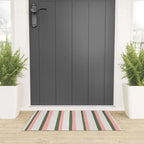 Hand Drawn Vertical Stripes Muted Green & Pink Welcome Mat Gallery Image 3