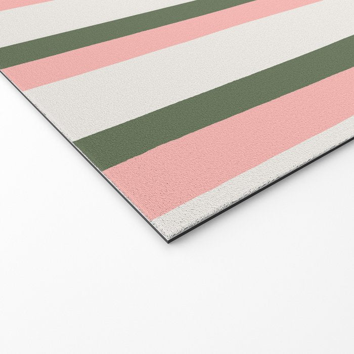 Hand Drawn Vertical Stripes Muted Green & Pink Welcome Mat Gallery Image 2