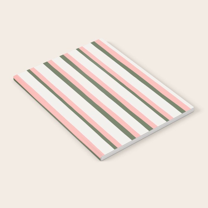 Hand Drawn Vertical Stripes Muted Green & Pink Notebook Gallery Image 2