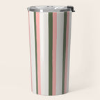 Hand Drawn Vertical Stripes Muted Green & Pink Travel Mug Gallery Image 2