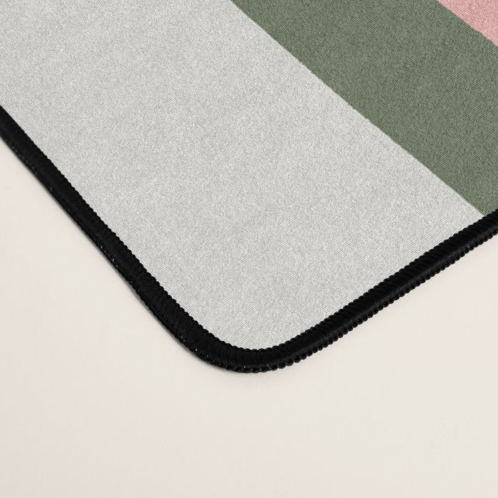 Hand Drawn Vertical Stripes Muted Green & Pink Desk Mat Gallery Image 4