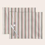 Hand Drawn Vertical Stripes Muted Green & Pink Placemat Gallery Image 1