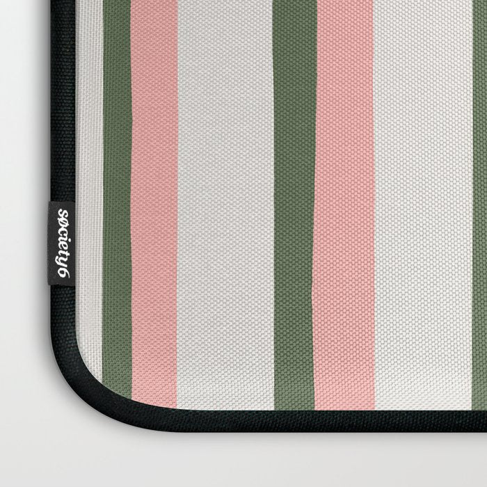 Hand Drawn Vertical Stripes Muted Green & Pink Laptop Sleeve Gallery Image 3